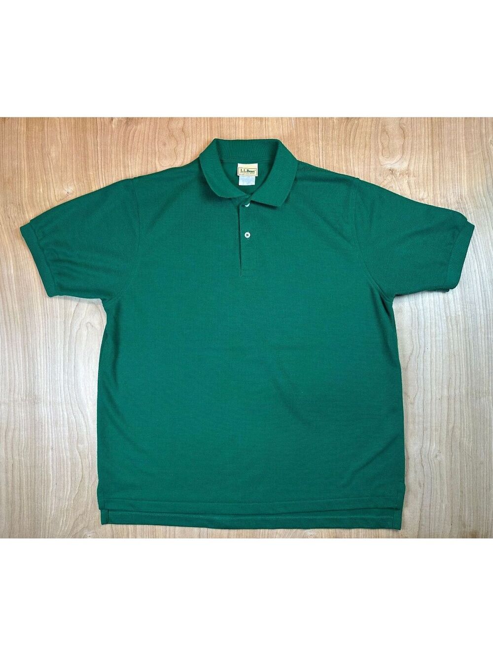 Vintage 90s LL Bean polo shirt large preppy short sleeve pique knit made in usa